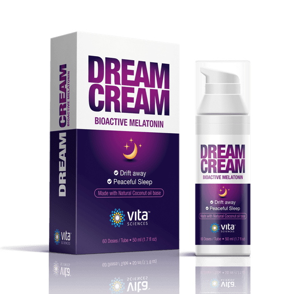 Vita Sciences Dream Cream Bioactive Melatonin, Topical Cream for Relaxation and Sleep Support, 1.7 oz