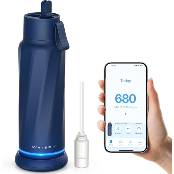 Vita Smart Water Bottle with Reminder to Drink Water, BPA-Free Vacuum Insulated Water Bottles with Filter & Straw, Bluetooth Intake Water Tracking Bottle, Ideal for Gift (18 oz)