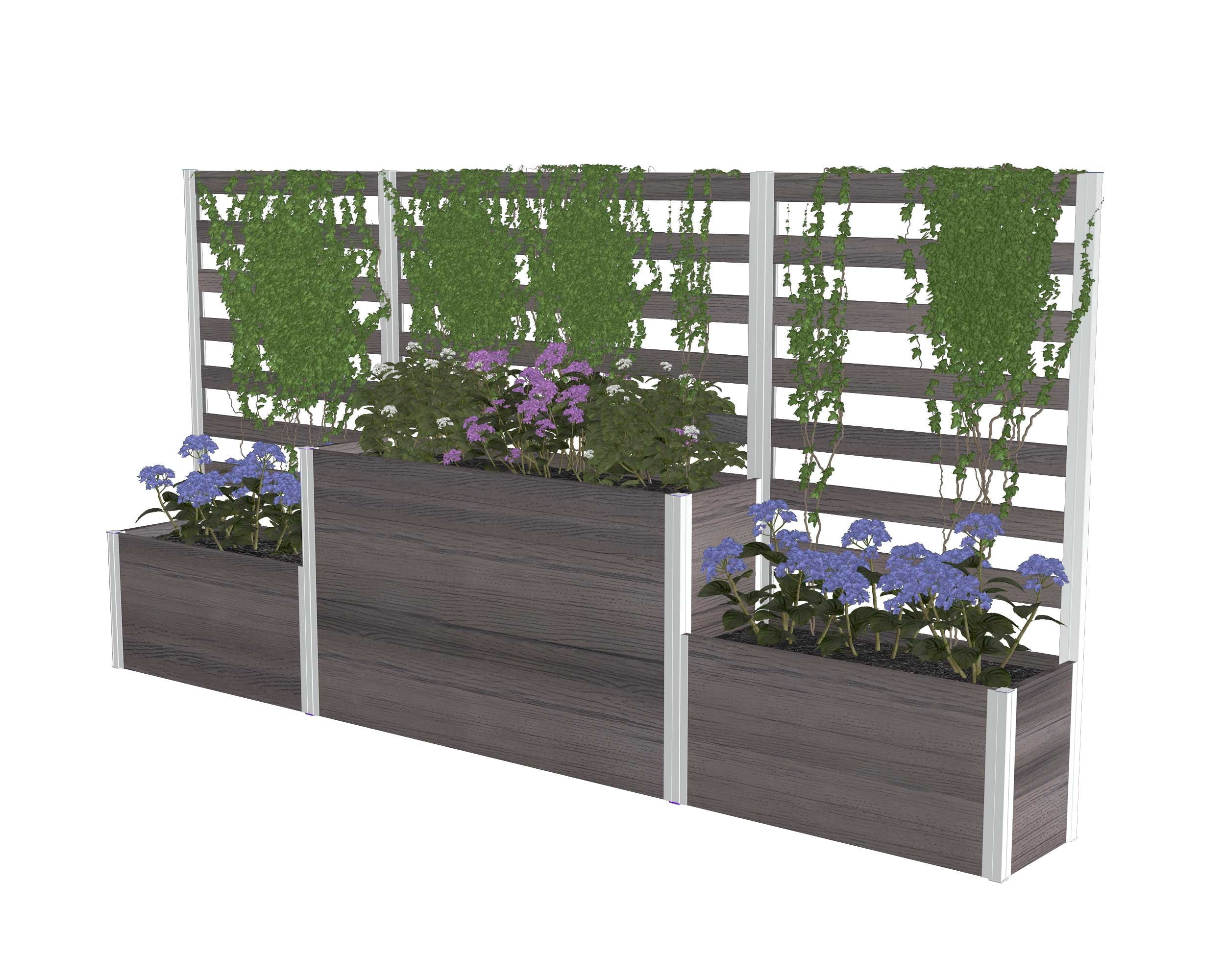 Espresso Brown Vinyl Parklette Planter Box with Trellis