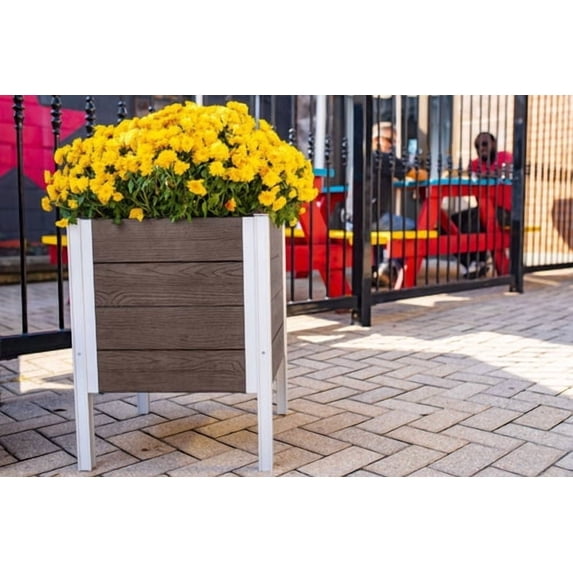 Vita Urbana 17 "Lx 17"W x 22"H Vinyl Raised Planter, Espresso Brown, VT17510