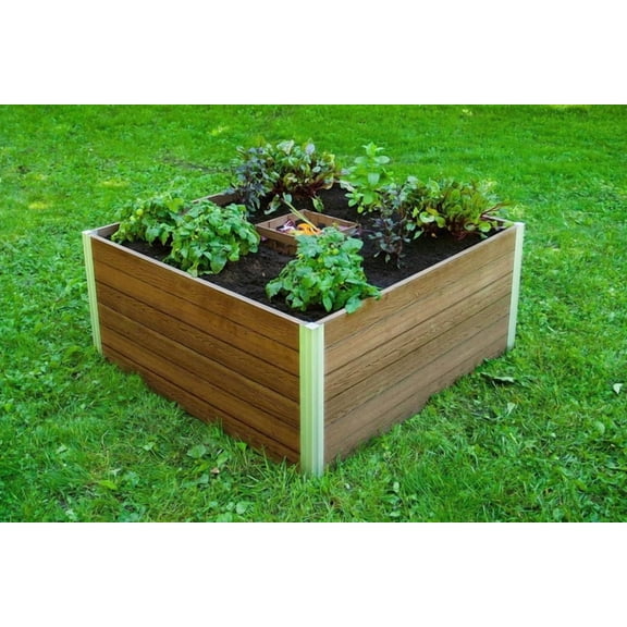 Vita Urbana 4'L x 4'W x 22"H Vinyl Keyhole Composting Garden, Espresso Brown, VT17501