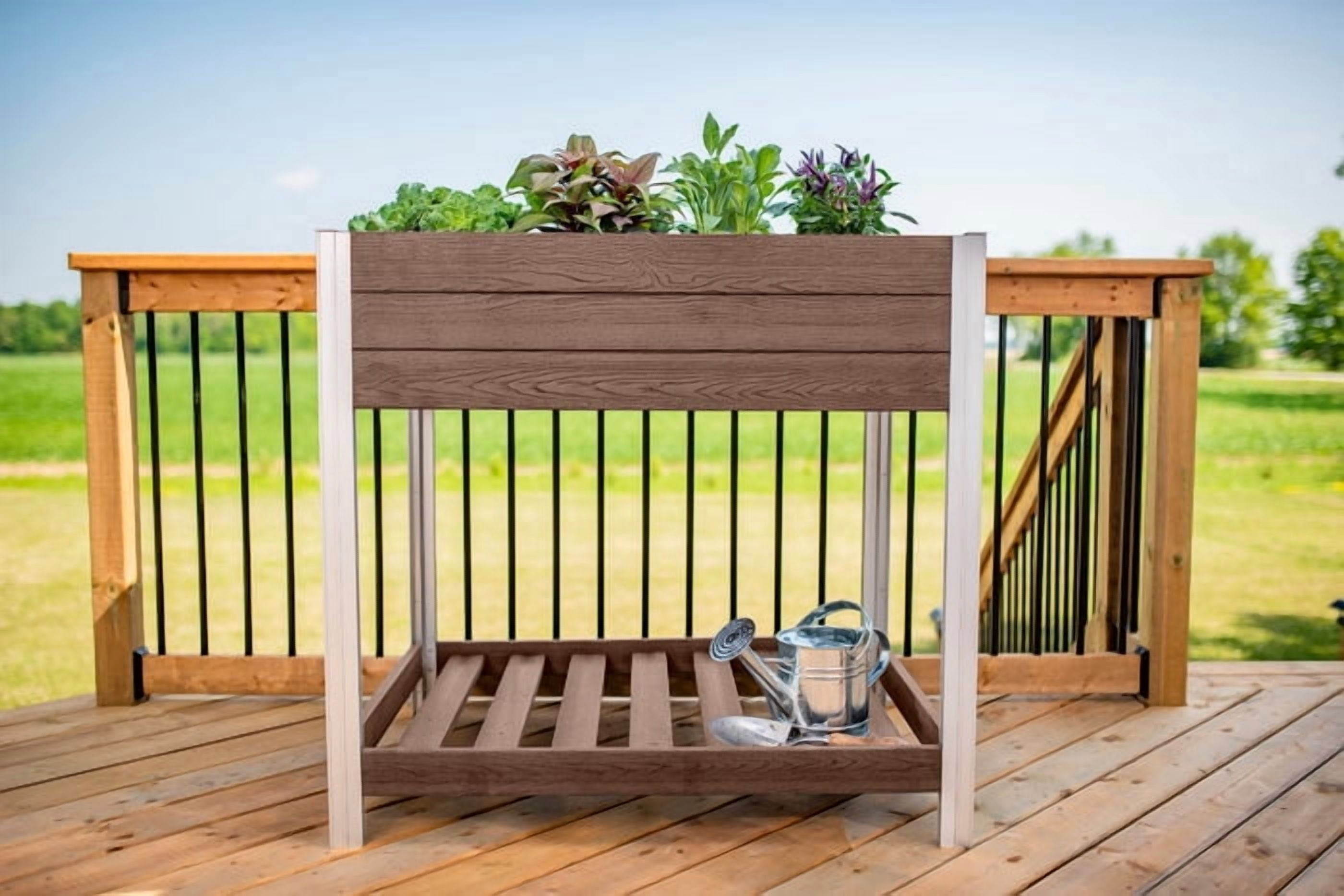 Vita Urbana 42"L x 31"W x 40"H Vinyl Veg Farm Elevated Garden, Espresso Brown