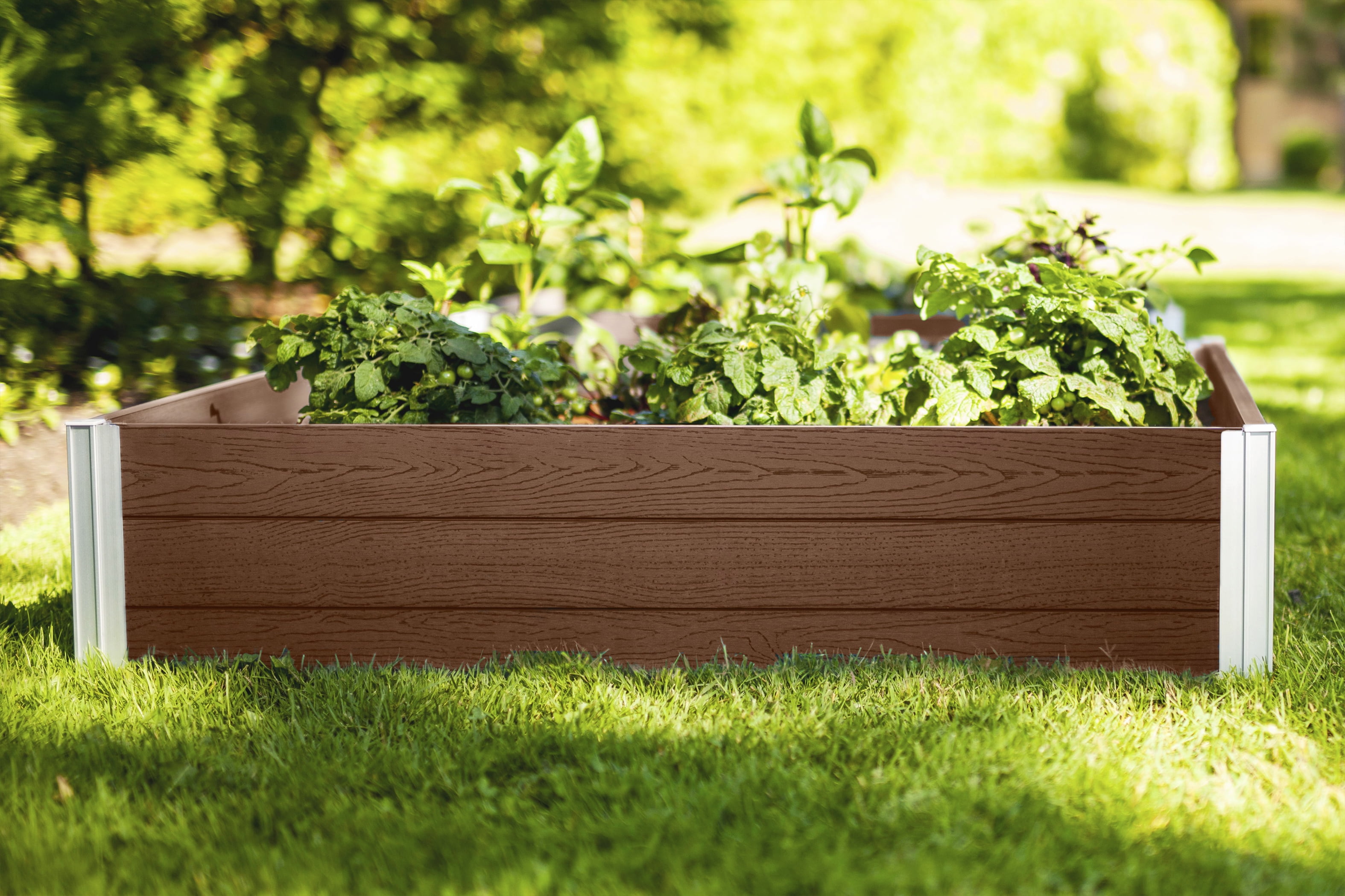 Urbana Slate Gray Vinyl Raised Garden Bed, 48" x 48"