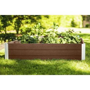 Vita Urbana 48"L x 48"W x 11"H Vinyl Raised Garden Bed, Slate Gray