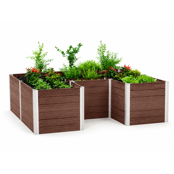 Vita Urbana Keyhole Composting Raised Garden Kit VT17507 Vinyl, Espresso Brown, 6'L x 6'W x 22"H