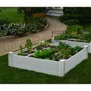 Vita VT17104 Bed with GRO 48in x 7.5in Garden with Grid, 7.38" H, White