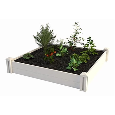 Vita VT17104 Bed with GRO 48in x 7.5in Garden with Grid, 7.38" H, White