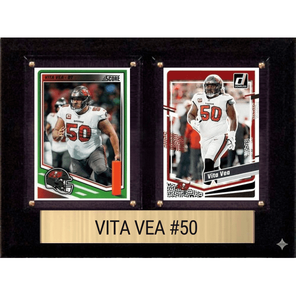 Vita Vea Tampa Bay Buccaneers Fan Gift Plaque 6x8 2 Cards Prizm, Donruss, Score 2024 2025 2026