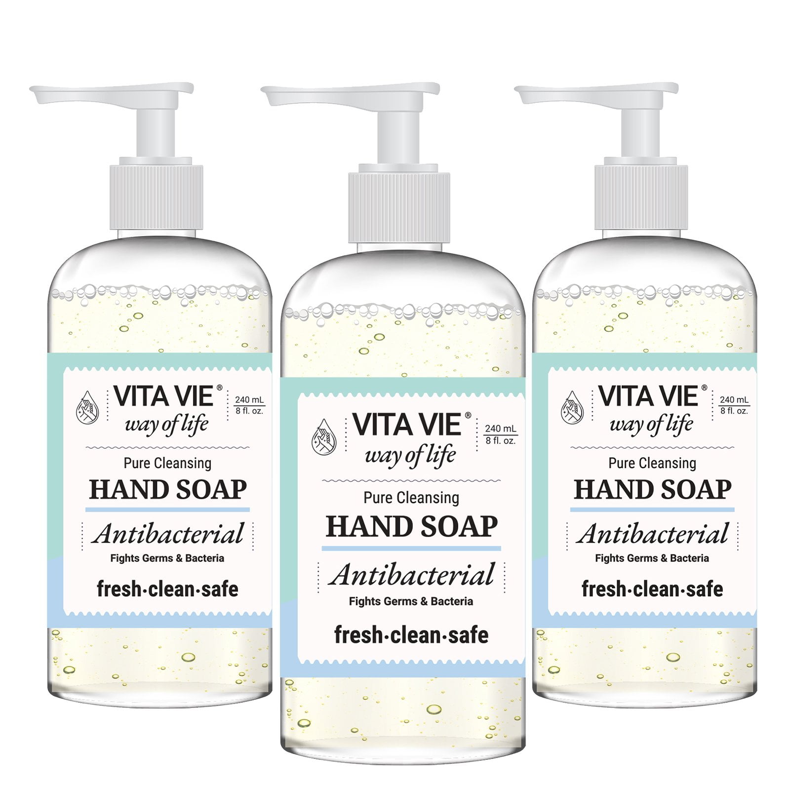 Vita Vie Antibacterial Hand Soap, 8 oz (3-Pack)