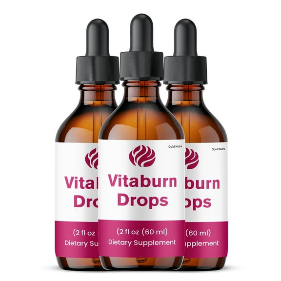 VitaBurn Drops Liquid Supplement, Vita Burn All Natural Extract Formula for Men and Women, Made in USA, Maximum Strength (3 Pack)