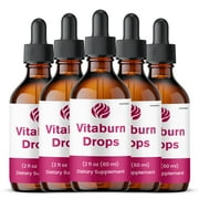 VitaBurn Drops Liquid Supplement, Vita Burn All Natural Extract Formula for Men and Women, Made in USA, Maximum Strength 5 Pack