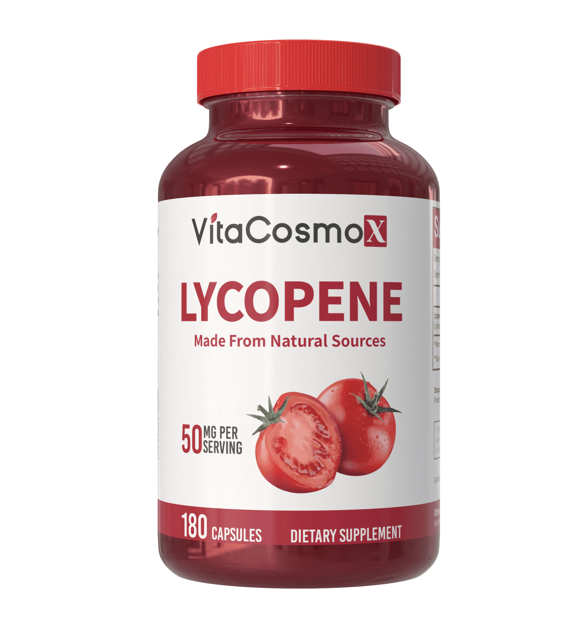 VitaCosmoX Lycopene Super Antioxidant 50mg , 180 Capsules Gluten Free, Non-GMO, and Vegetarian Friendly Supplement