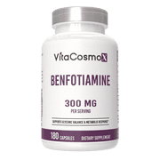 VitaCosmoX Vitamin B1 Benfotiamine 300mg Capsules - 180 Veggie Caps, Non-GMO, Vegan, Dietary Supplement for Adult Health & Wellness