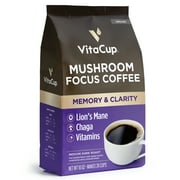 VitaCup Focus Ground Mushroom Coffee w/ Lions Mane & Chaga, 10 Ounces