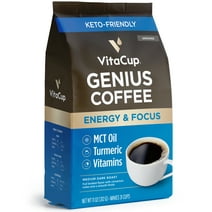 VitaCup Genius Keto Ground Coffee w/ MCT Oil, 11 ounces