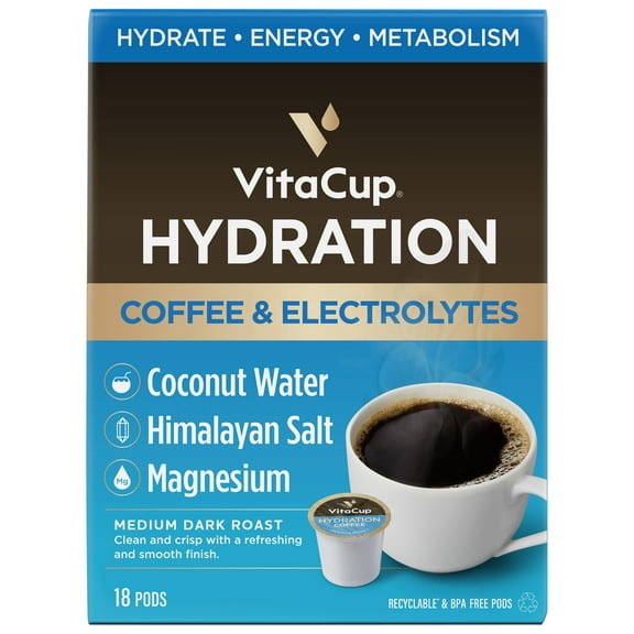 VitaCup Hydration Coffee Pods Compatible w/ Keurig K-Cup Brewers, 18 ct