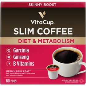 VitaCup Medium-Dark Roast Single Serve Coffee Cups, Slim Blend 60 count.Pack of 2
