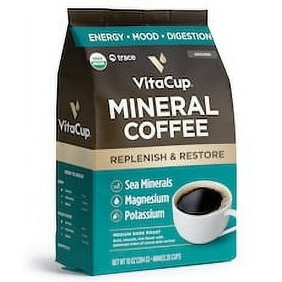 VitaCup Mineral Coffee, Organic Ground Coffee with Trace Minerals, Medium Dark Roast, 11oz