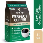 VitaCup Perfect Low Acid Coffee Grounds, Dark Roast Organic Coffee, 11 Ounces