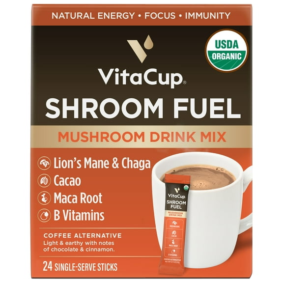 VitaCup Shroom Fuel Mushroom Instant Coffee Alternative Packets, 24 Ct