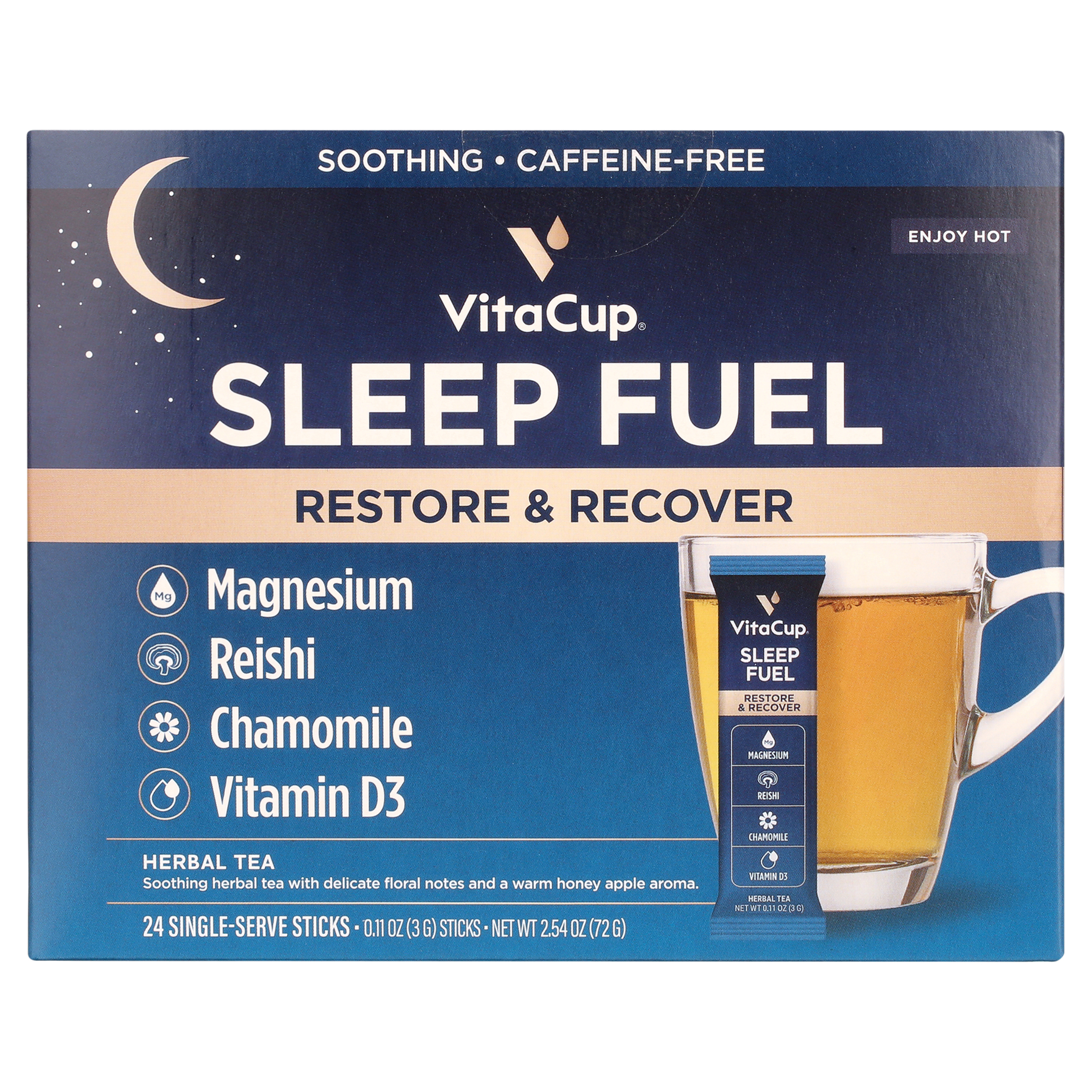 VitaCup Sleep Fuel Instant Tea Packets for Deep REM Sleep with
