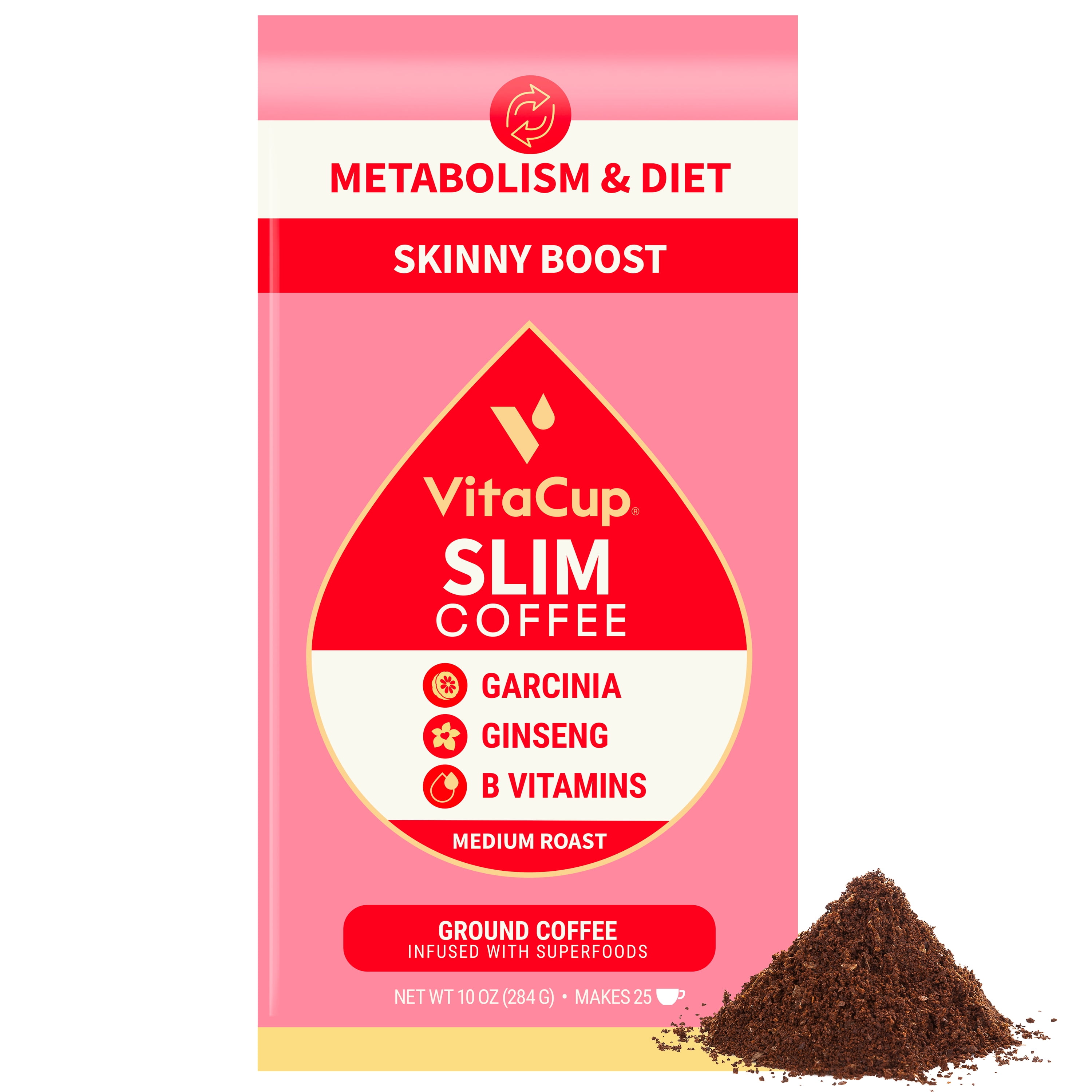 VitaCup Slim Blend Ground Coffee With Garcinia, Ginseng, & B Vitamins ...