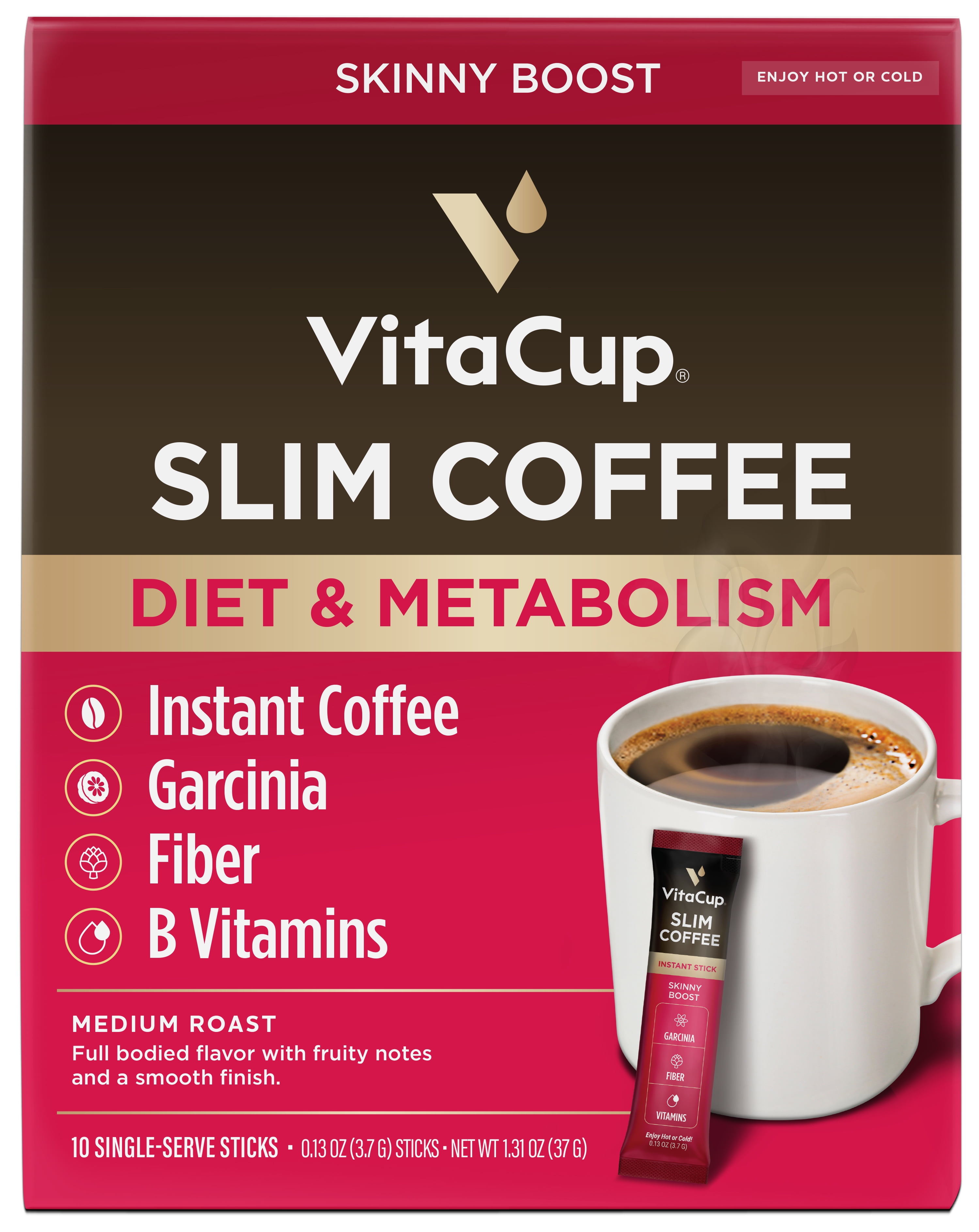 VitaCup Slim Coffee Instant Coffee Packets for Diet & Metabolism, 10 Ct