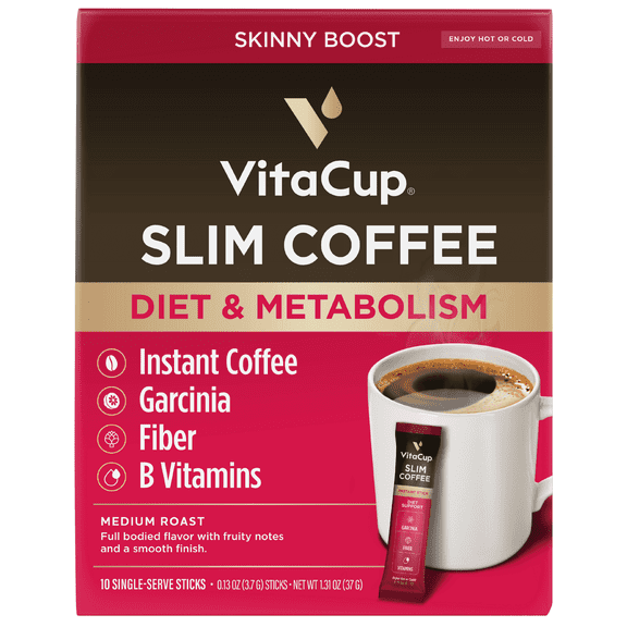 VitaCup Slim Coffee Instant Coffee Packets for Diet & Metabolism, 10 Ct
