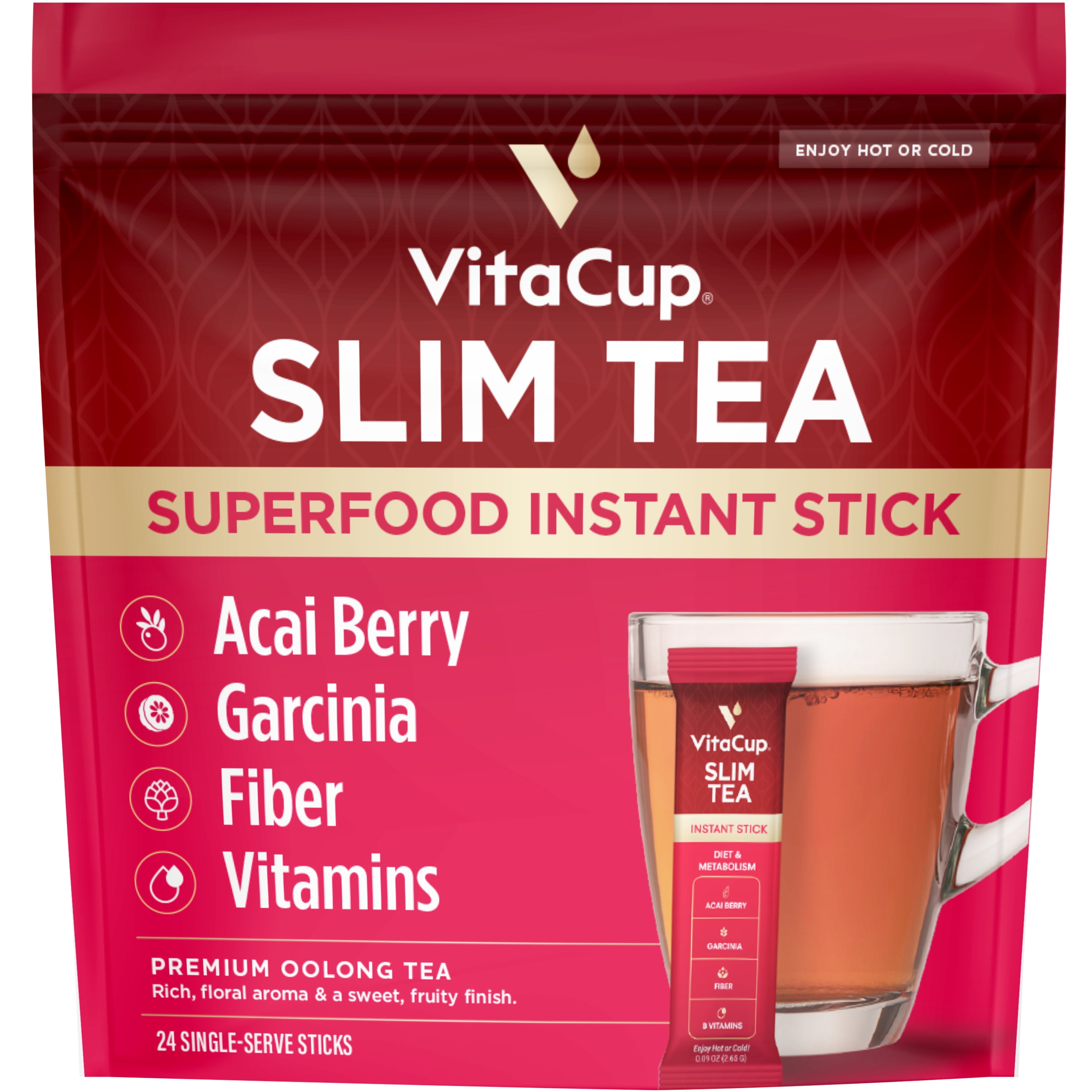 VitaCup Slim Instant Tea Packets For Diet Support, 24 Ct 