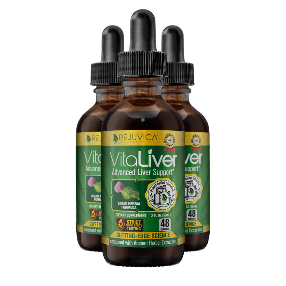 REJUVICA HEALTH VitaLiver - Advanced Liver Support Supplement - Liquid Delivery for Better Absorption - Milk Thistle, Artichoke, Chanca Piedra, Dandelion & More! | 3 Pack