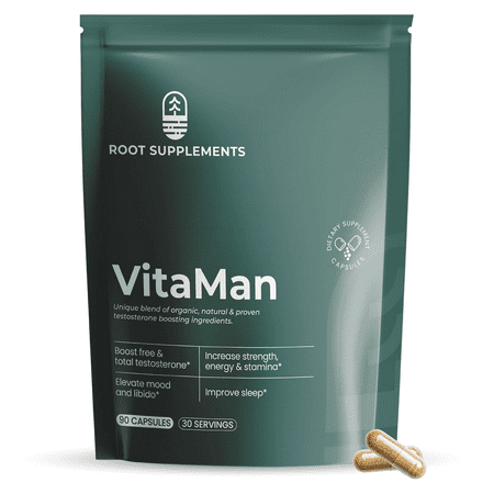 VitaMan Testosterone Booster for Men, Muscle Growth, Strength, Sleep & Recovery, 90 Tablets, Root Supplements