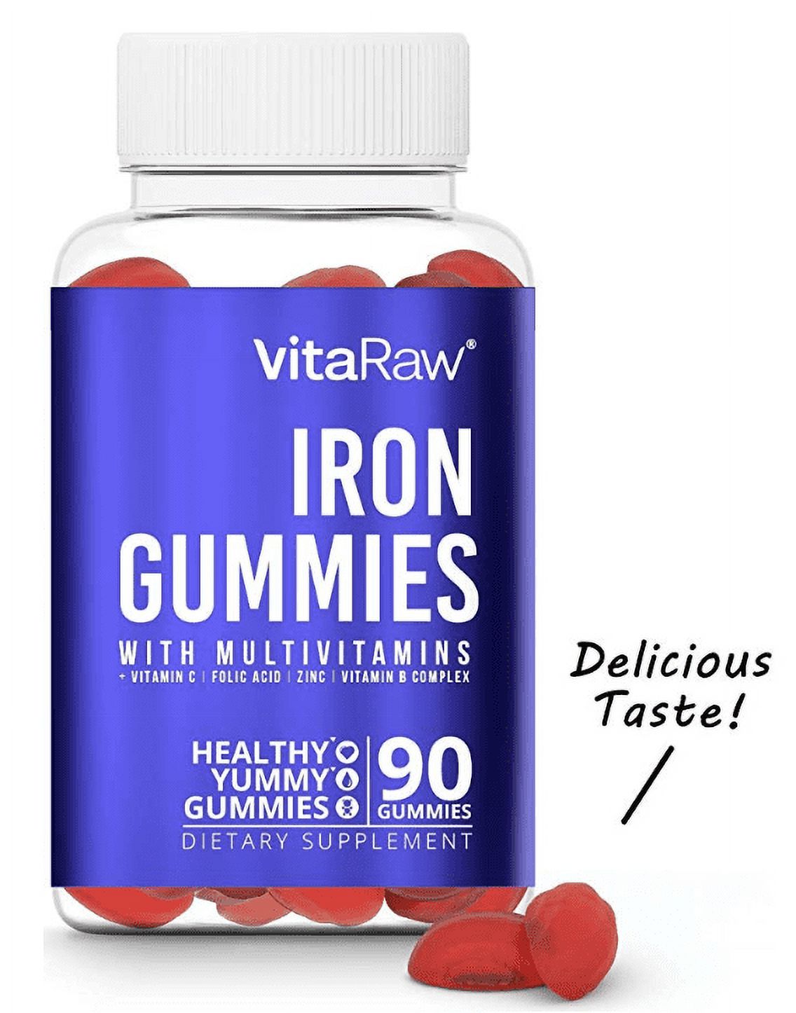 VitaRaw Iron Gummies with Multivitamin + B complex, Vitamin C, A