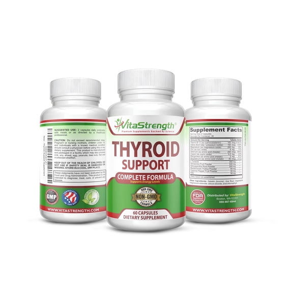 Premium Thyroid Support Complete Formula to Help Improve Energy with Iodine, Bladderwrack, Kelp, B12 & More