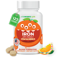 thumbnail image 1 of VitaWorks Kids Iron 10mg w/ Vitamin C 50mg, Dietary Iron supplement, Blood Formation, 120 Chewables, 1 of 8