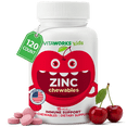 thumbnail image 1 of VitaWorks Kids Zinc 15mg Chewable Tablets  - Cherry Flavor - Vegan, GMO-Free - Dietary Supplement for Immune Support - for Children - 120 Chewables, 1 of 8
