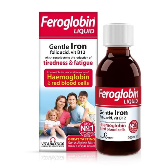 Vitabiotics Feroglobin Liquid Iron Supplements, 200 mL