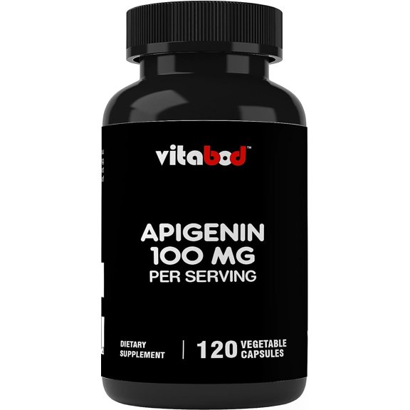 Vitabod Apigenin 100mg per Serving - 120 Vegetable Capsules - Raw Plant Extract from Chamomile Flower - Non Habit Forming – Active Bioflavonoids & Antioxidants
