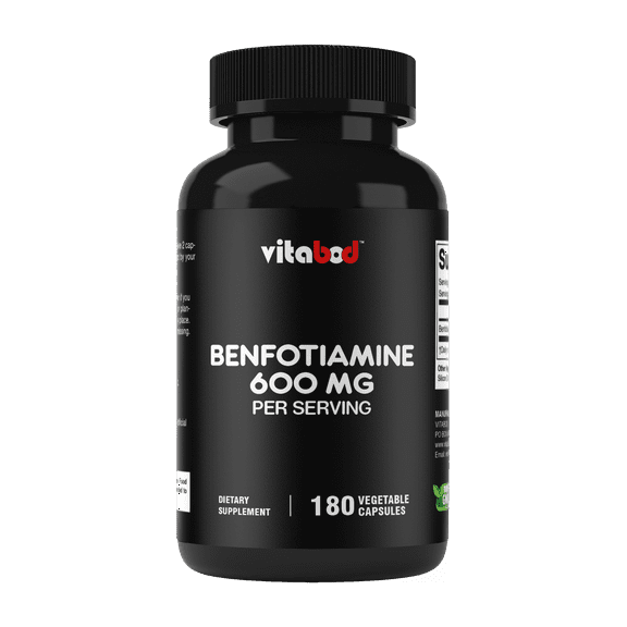 Vitabod Benfotiamine 600mg 180 Vegetarian Capsules - Also Called Fat Soluble Vitamin