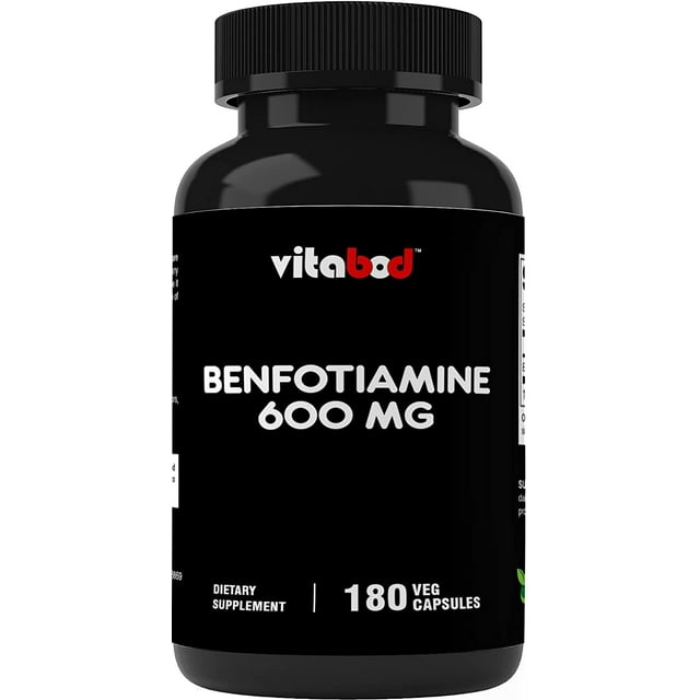 Vitabod Benfotiamine 600mg 180 Vegetarian Capsules, Fat Soluble Vitamin B1