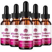 Vitaburn Drops   VitaburnDrops Extra Strength All Natural Healthy Organic Support, 5 Pack, 5 Month Supply