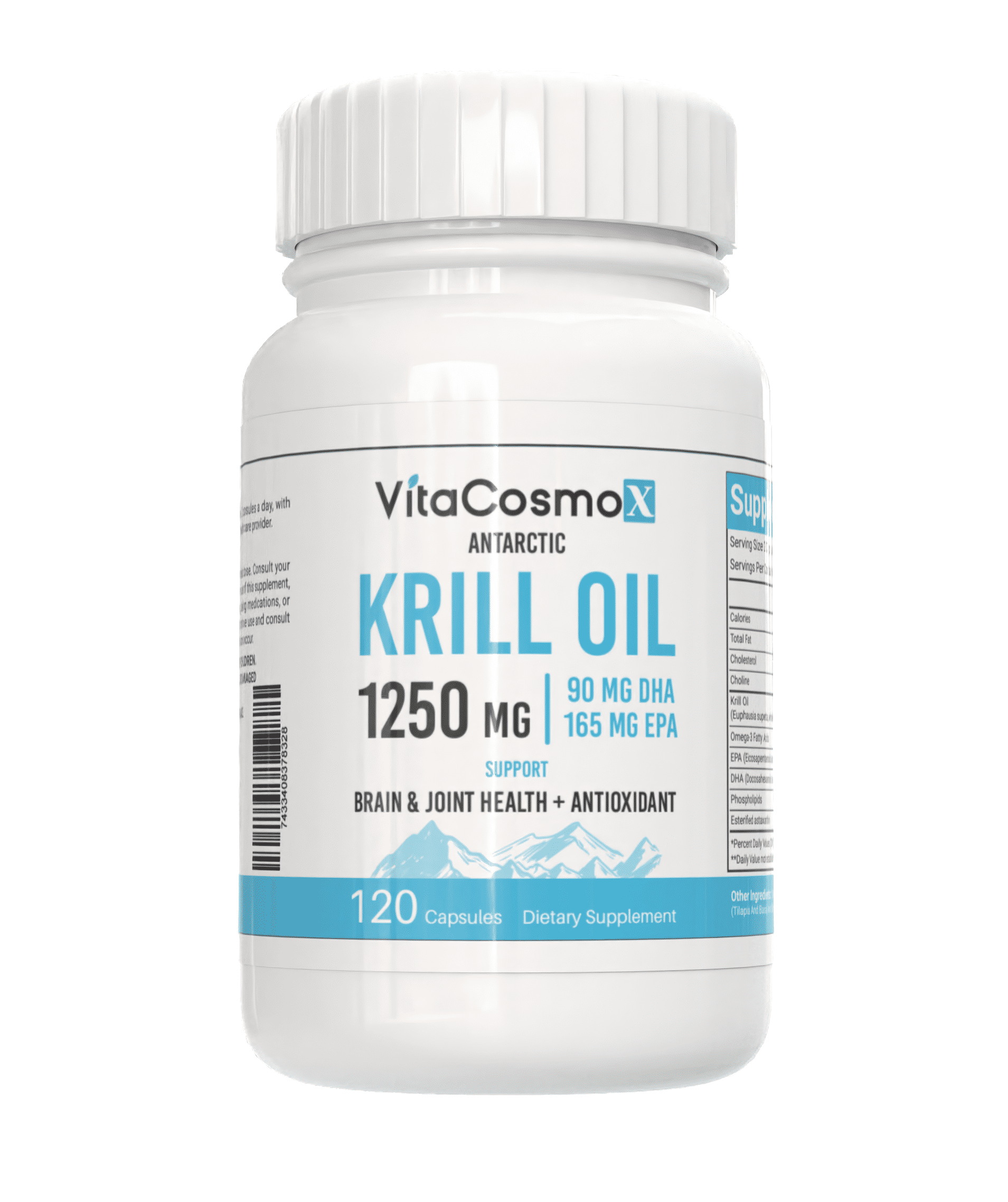 VitaCosmoX Antarctic Superba Krill Oil 1250 mg with Omega 3 Fatty Acids