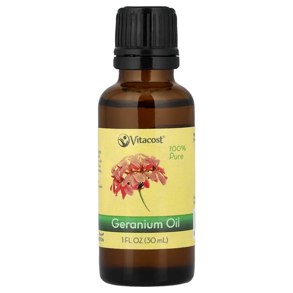 Vitacost 100% Pure Geranium Oil, 1 fl oz (30 ml)