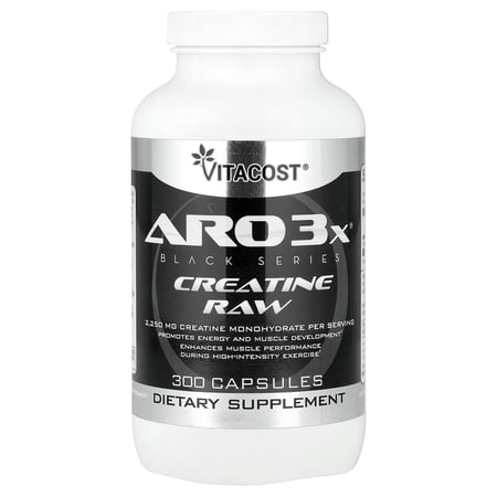Vitacost ARO3x® Black Series, Creatine Raw, 300 Capsules (750 mg per Capsule)