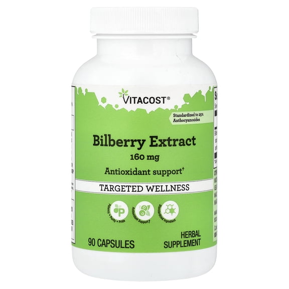 Vitacost Bilberry Extract, Standardized, 160 mg, 90 Capsules