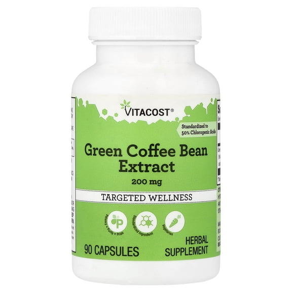 Vitacost Green Coffee Bean Extract, 200 mg, 90 Capsules