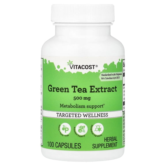 Vitacost Green Tea Extract, 500 mg, 100 Capsules