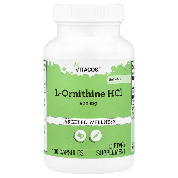 Vitacost L-Ornithine HCl, 500 mg, 100 Capsules