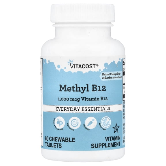 Vitacost Methyl B12, Natural Cherry, 1,000 mcg, 60 Chewable Tablets