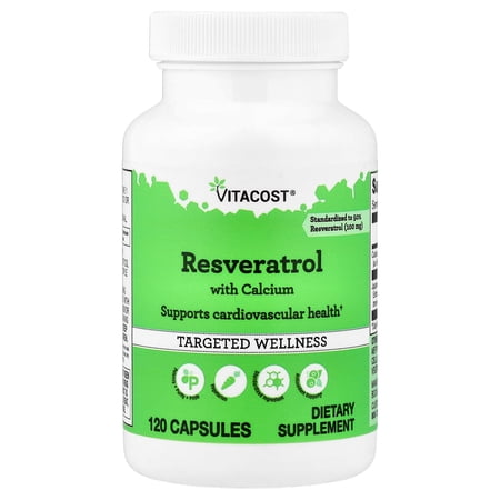 Vitacost Resveratrol with Calcium, 120 Capsules