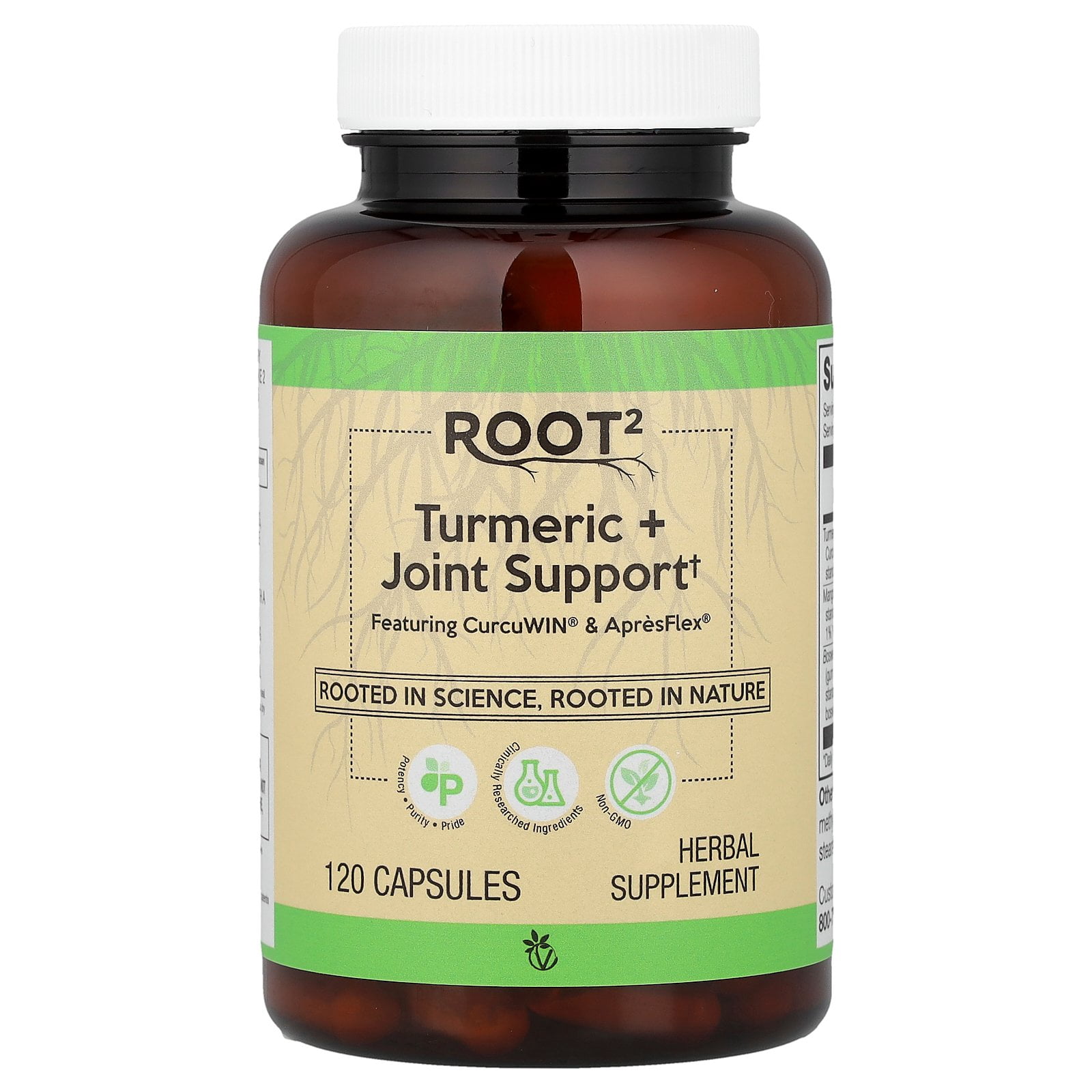 Vitacost Root2, Turmeric + Joint Support, 120 Capsules